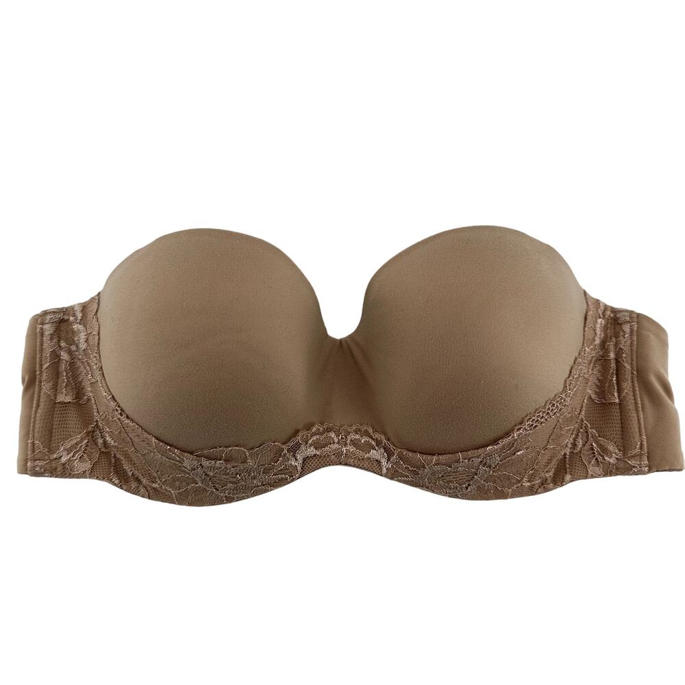 Victoria's Secret Lightly-Lined Strapless Bra Lace Padded Underwired Tan 34C